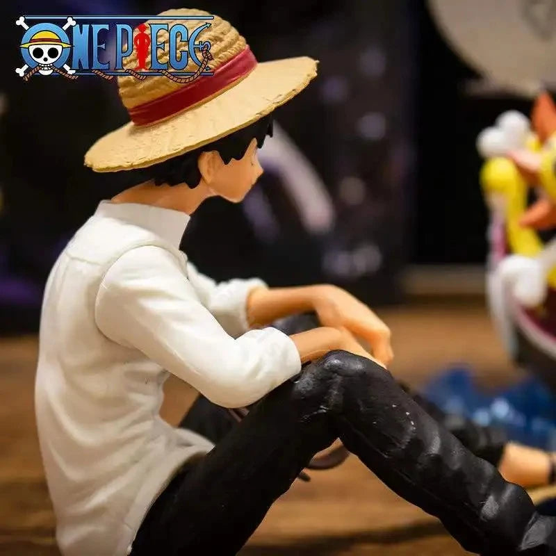 11cm One Piece Anime Figure Luffy Sitting Position Action Figure PVC Model Statue Collection Figurine Doll Toys Birthday Gifts