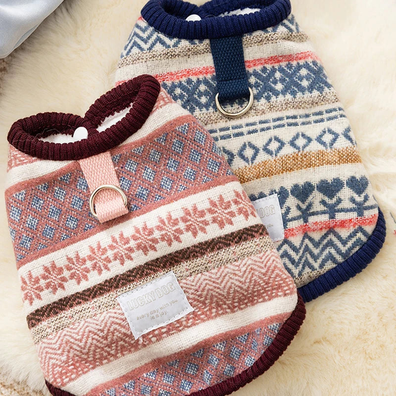 Cotton Dog Clothes Small Dogs Winter Dog Coat Luxury Warm Clothing Chihuahua Bichon Apparels with D-Ring Thicken Dog Jacket Vest