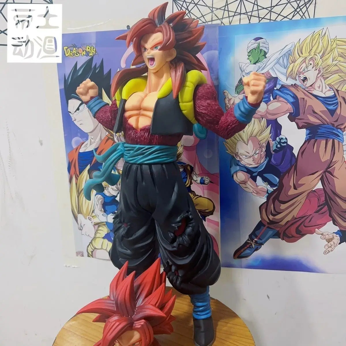 Anime 46cm Dragon Ball Gt Gogeta Figure Ssj4 2head Goku Vegeta Super Saiyan Action Figurine Pvc Statue Model Collection Toy Gift