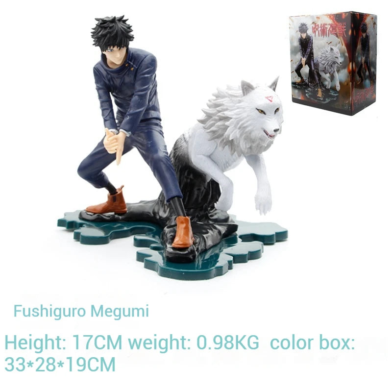17CMAnime Jujutsu Figures Fushiguro Megumi Figura with Jade Dog Statue Collectible Model Gojo Satoru Anction Figure Toys PVC
