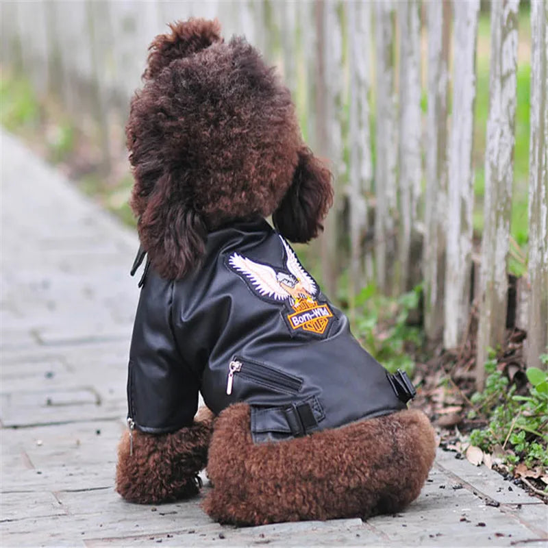 Glorious Eagle Pattern Dog Coat PU Leather Jacket Soft Waterproof Outdoor Puppy Outerwear Fashion Clothes For Small Pet(XXS-XXL)
