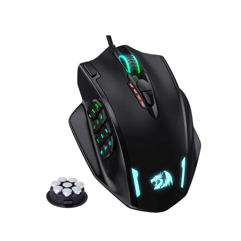 Геймърска мишка Redragon M908 с RGB подсветка, LED, USB, кабелна, 18 програмируеми бутона, 12400 DPI