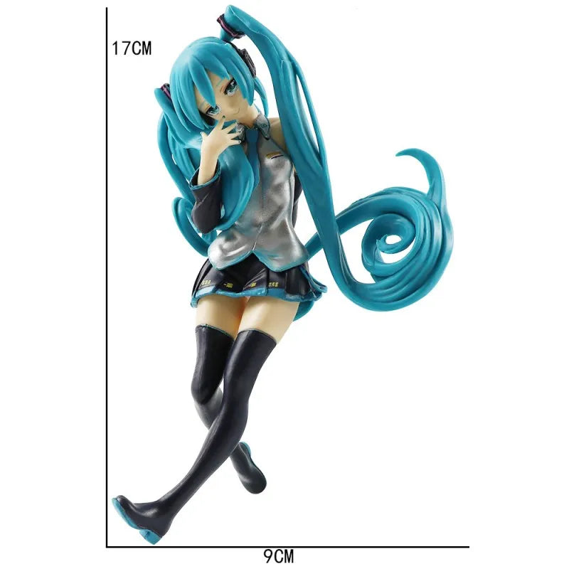 Neue Anime-Figur Hatsune Miku Virtual Singer Manga Figur Grün lange Haare rosa Rock Kawaii Mädchen PVC Actionfigur Modell Spielzeug