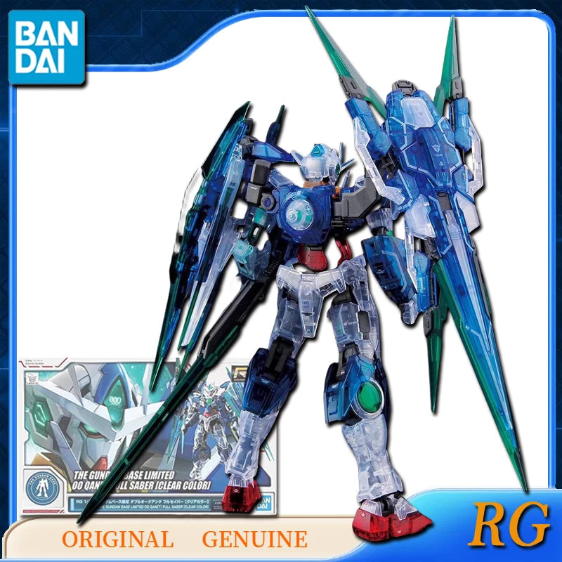 Bandai Original RG THE GUNDAM BASE LIMITED 00 QAN[T] FULL SABER CLEAR COLOR TRANS-AM CLEAR Action Figures Toys Boys Gift Model