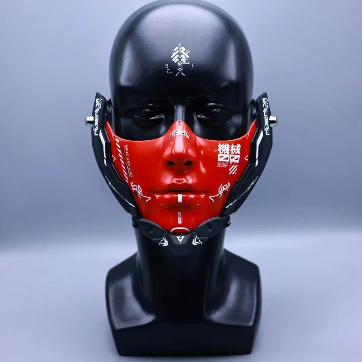 Future Technological Functional Style Mechanical Punk Face Mask Man Woman Halloween Mask Cosplay Costume Red White Face Guard