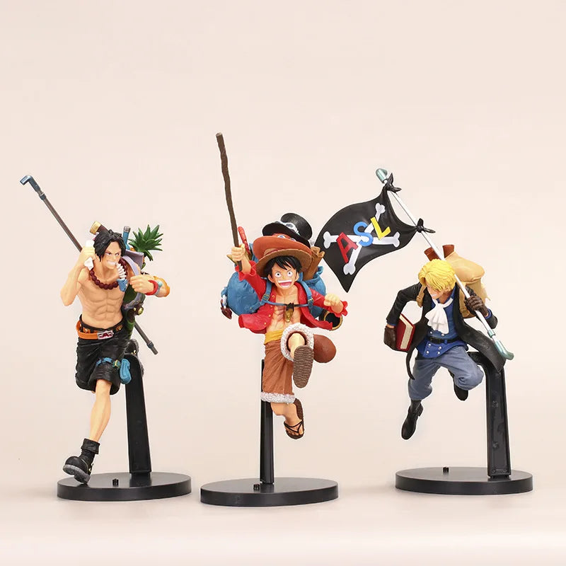 3 стила аниме One Piece Monkey D. Luffy Sabo Ace PVC екшън фигурка колекционерски модел кукла детски играчки