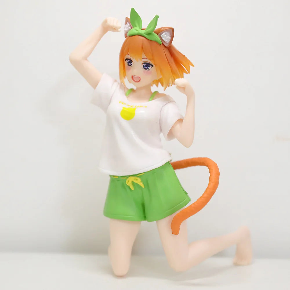 Anime The Quintessential Quintuplets Desktop Cute Nakono Yotsuba Figure Cat Room Wear Ver Girl Statue Model Doll Desk Decoration