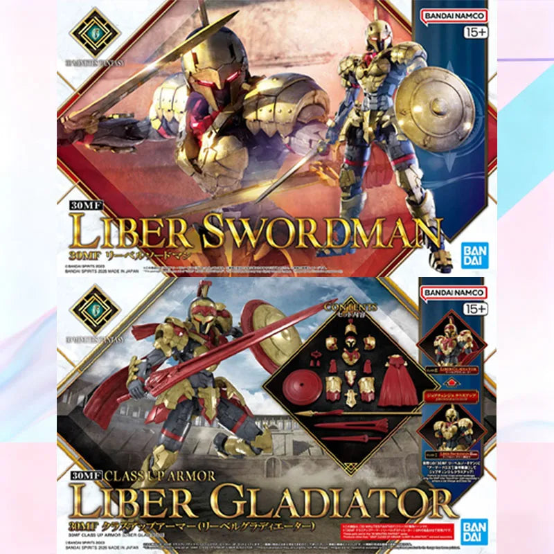 In Stock BANDAI Original Box 30MF LIBER SWORDMAN And LIBER GLADIATOR Action Figure Model Toy Gift for Kids Foam Box Packaging