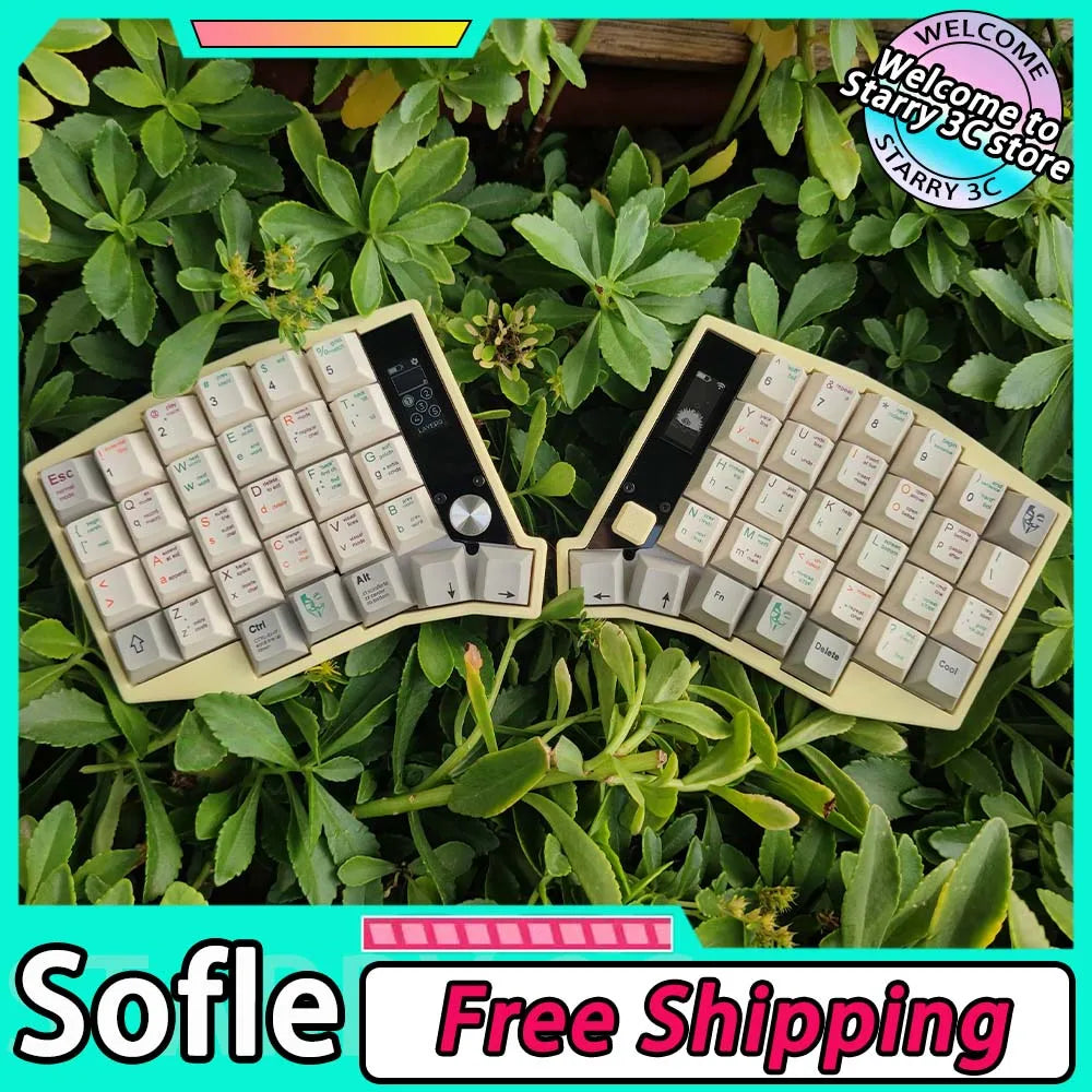 Sofle Split Keyboard Kit Dual Mode Wired Bluetooth Wireless Split Keyboard Kit Customized 58 Keys Hot Swap with Screen Knobs ZMK