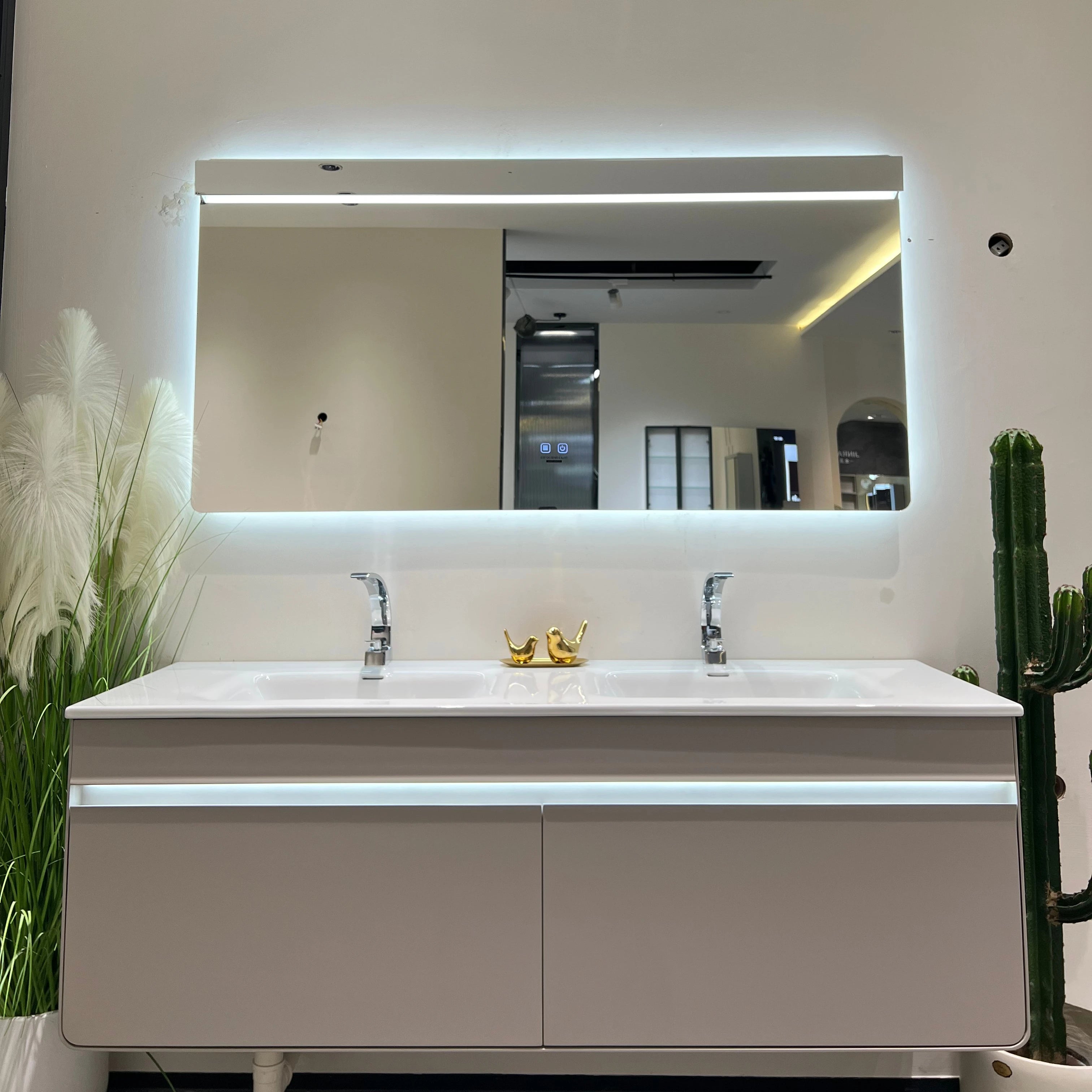 2025 New Luxury 59-Inch Smart Mirror Cabinet Modern Bathroom Vanity With Double Sinks Customizable Noble Choice Package