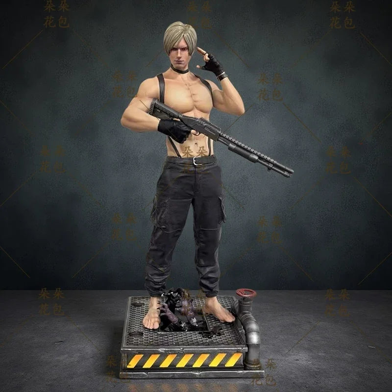 32cm Resident Evil Leon S. Kennedy Zombie Hunter Statue - Game Character Figure, Premium Collectible Desktop Model