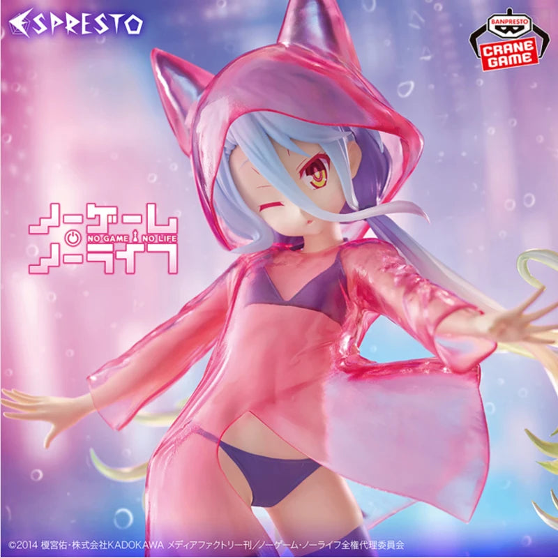 Original BANDAI NAMCO BANPRESTO NO GAME NO LIFE ESPRESTO Glittery raincoat Shiro PVC Genuine Figure Model Collector Figurine Toy