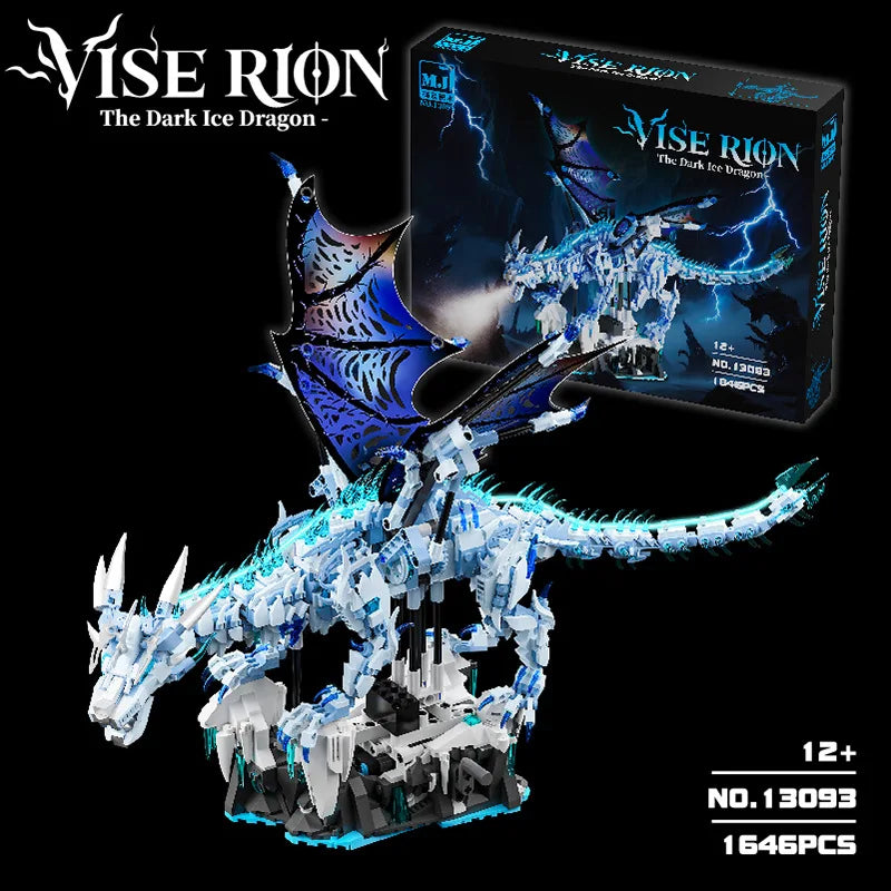 NEW 1646PCS BIG Ice Dragon Building Blocks Animal Model Fire Breathing Dragon Bricks Desktop Display Toys For Kids Gifts Decor