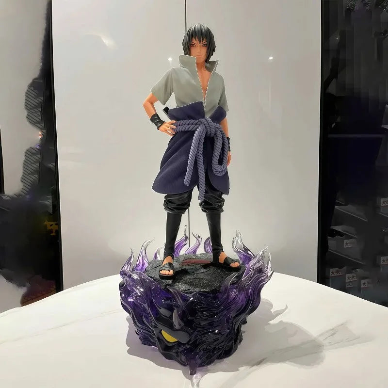 33cm Cartoon Figure Uchiha Sasuke Can Glow Two-headed Statue GK Anime Collection Model Pvc Desktop Ornaments Holiday Gifts Toy