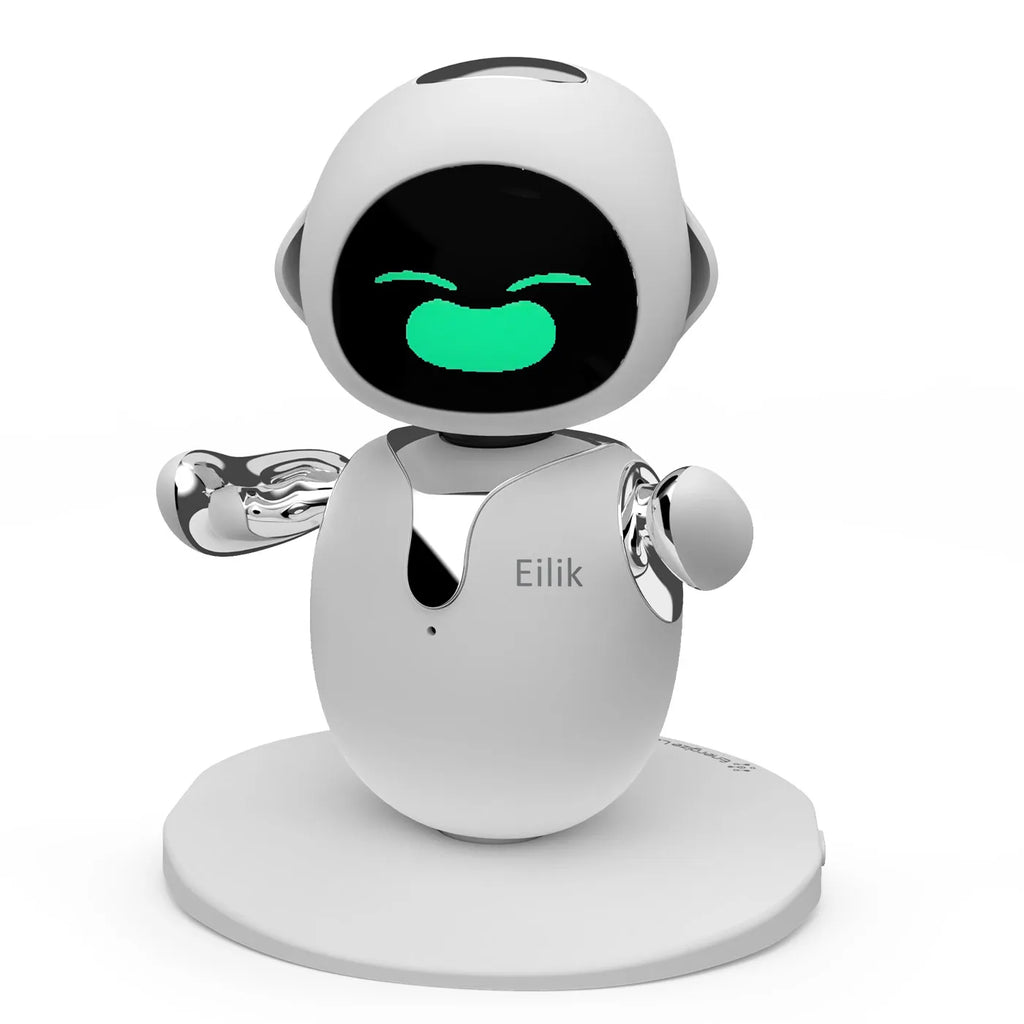 Eilik Chrome Silver - Touch Interactive Desk Companion Toys, Cute Robot Pets with Abundant Emotions. Funny Animations&Mini-Games