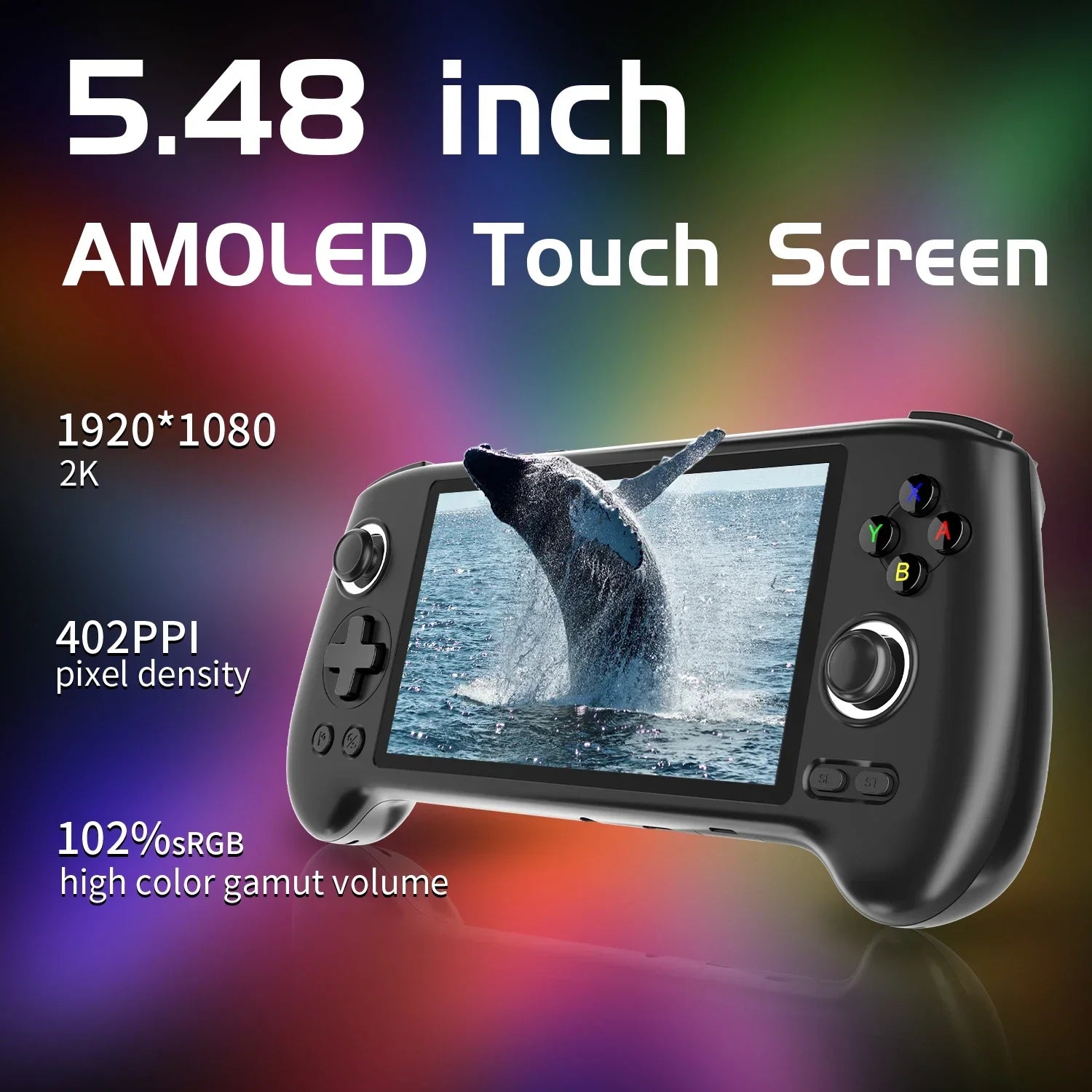 ANBERNIC RG556 Portable Games Console, 5.48Inch Amoled Screen, Android , 5500MAH Battery, Bluetooth Portable Video Game Player