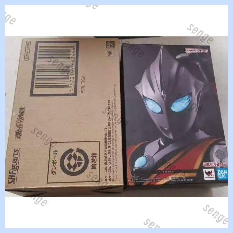 [Genuine Spot] Bandai SHF Real Bone Sculpture Ultraman Tiga Tornado Form / Evil Tiga Action Figure Gift Collection Ornament