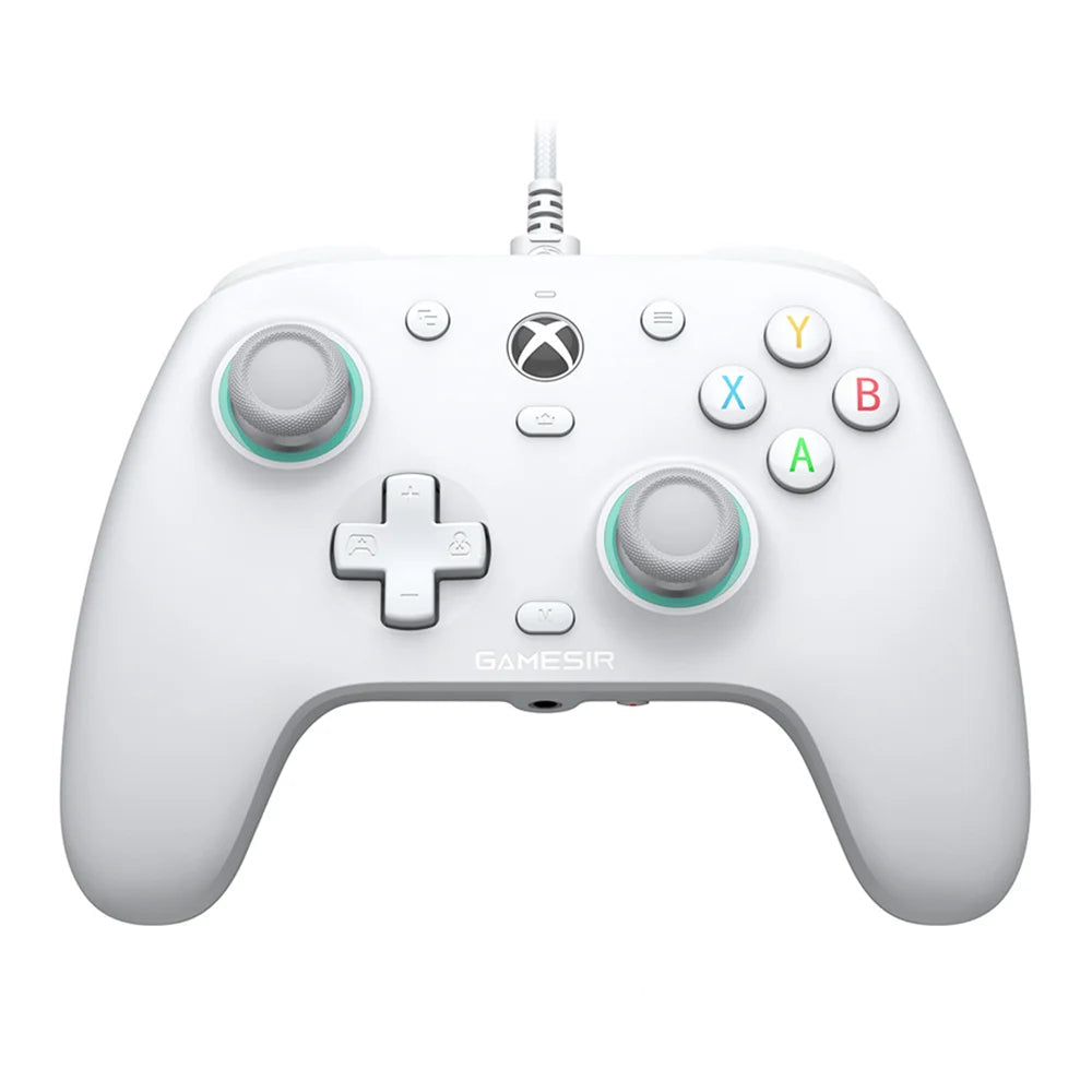 White gaming controller with Xbox logo on a white background
