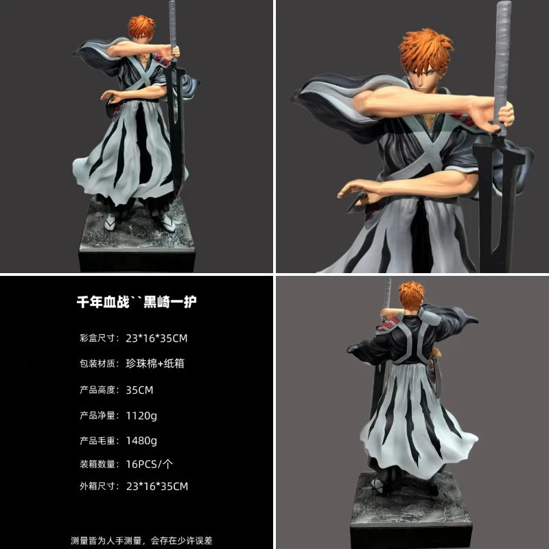 35cm Bleach Ichigo Kurosaki Gk Figure Dual Swords Battle Statue Desktop Decoration Collectible Model Gift For Otaku Anime Fans