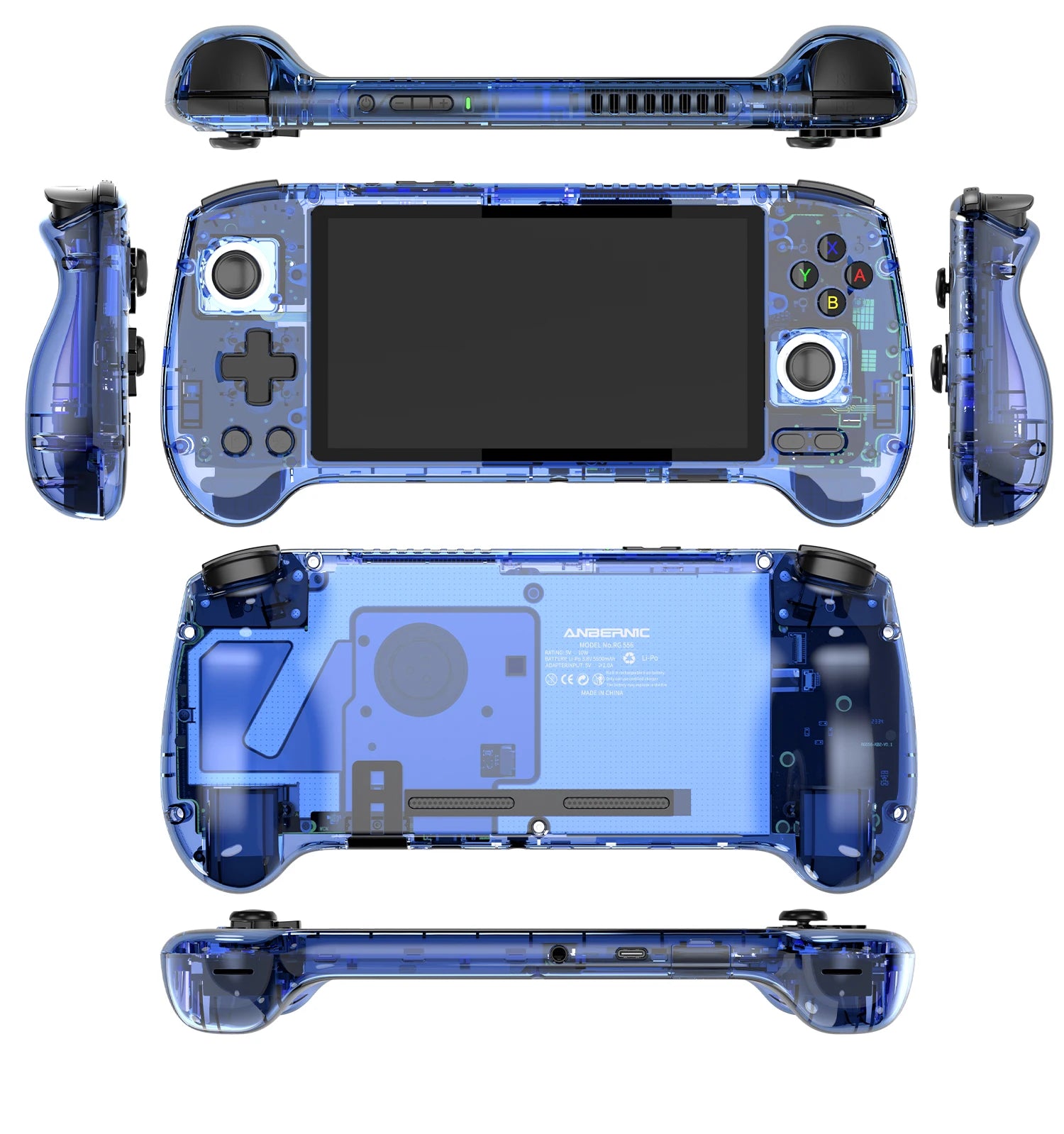 RG556 Retro Handheld Game Console Android 13 System 5.48 inch AMOLED Screen T820 Video Player Built-in Hall Trigger Fan