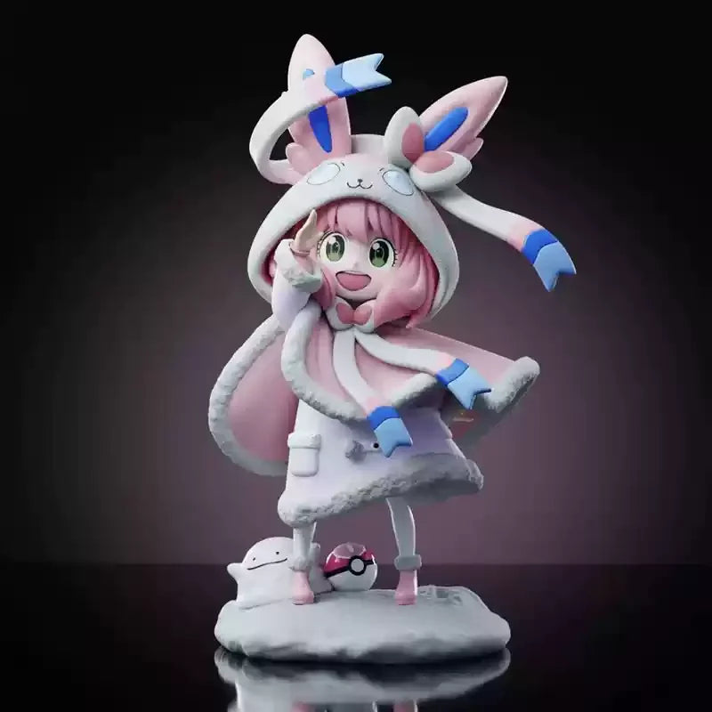 19cm Spy×Family Kawaii Model Anya Forger Cos Sylveon Anime Figure Pokemon Beautiful Girl Doll Decoration Children Toy Xmas Gifts