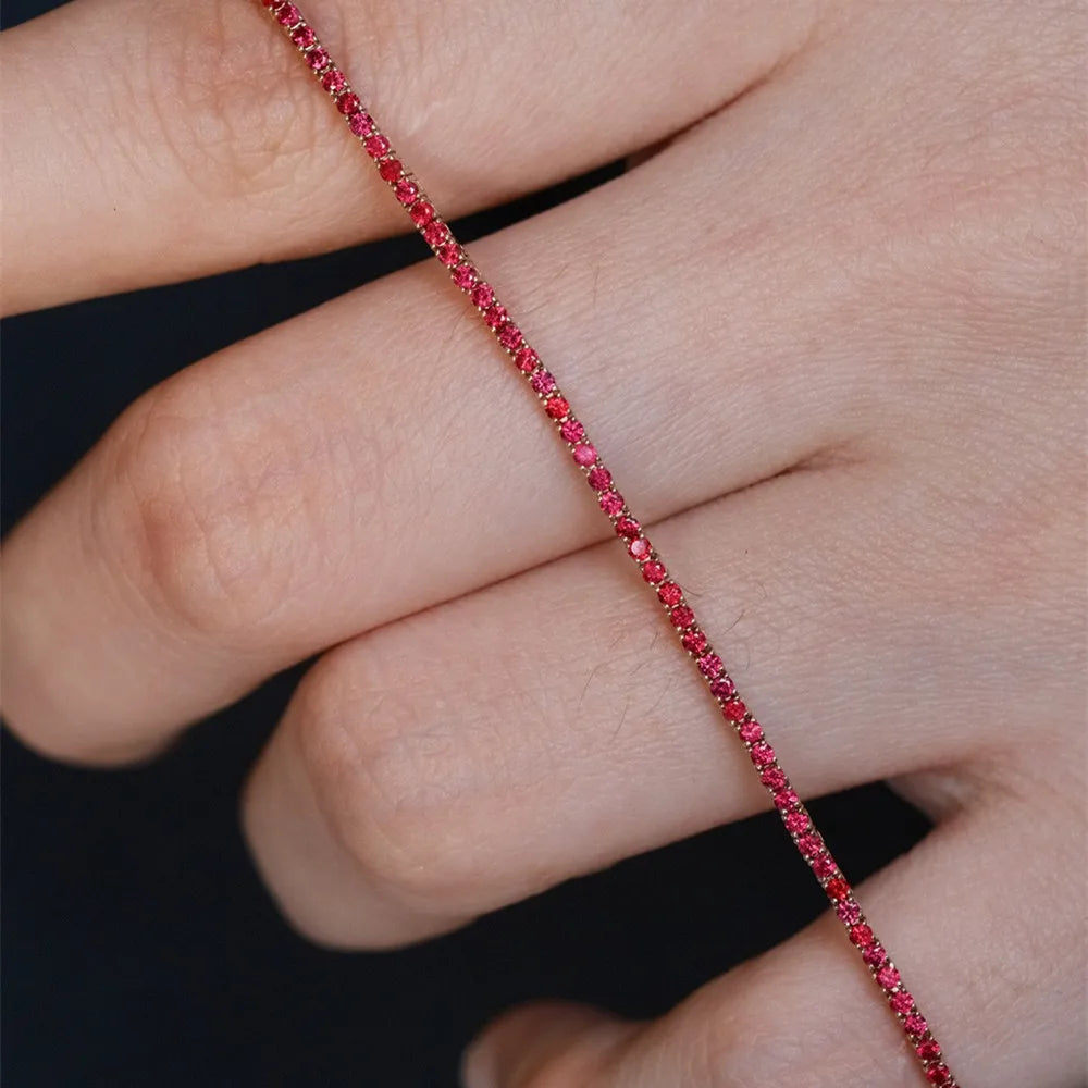 Shelly Real 18K Solid Yellow White Gold AU750 Jewelry Natural Diamonds Gemstone Ruby Colors Rainbow Sapphire Bracelets for Women