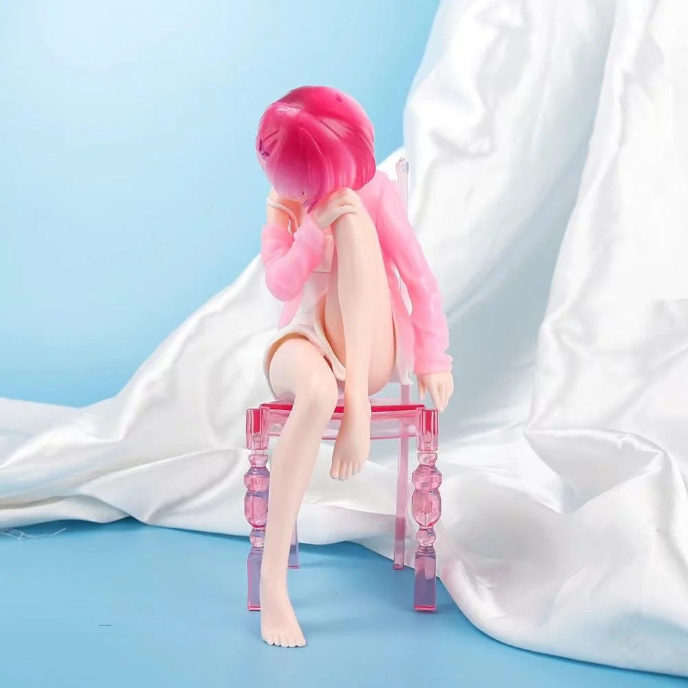 New Zero Rem Ram Sitting on Chair Figure Cute PVC Action Figure Collectible Model Toy Anime Gift Starting Life Another World