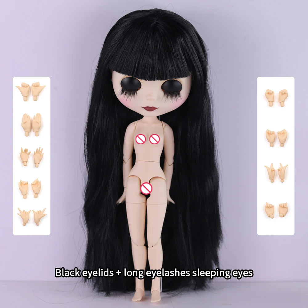 ICY DBS Blyth Doll 1/6 Joint Body 30cm Black Hair Black Eyelids Long Eyelashes Sleepy Eyes Dark Series BJD Toys Fashion Gifts