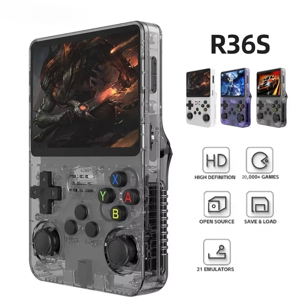 R36S Retro Handheld Video Game Console Linux ARKOS System 3.5 Inch IPS Screen 128G 64G Preloaded Games Portable Pocket Player