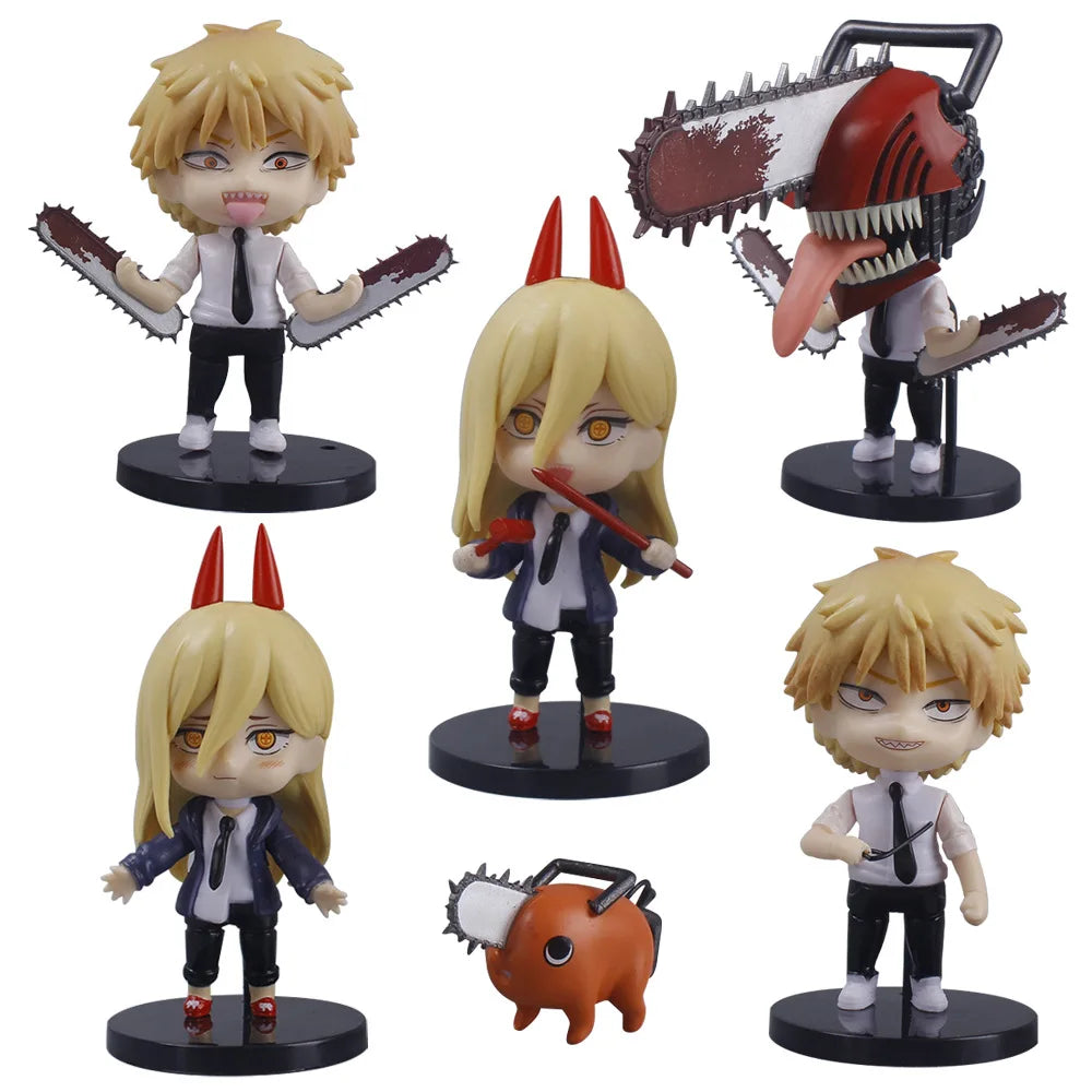 6PCS Chainsaw Man Action Figures New PVC Denji Pochita Collection Model Set Toys Anime Peripherals Dolls Ornaments Kids Gift
