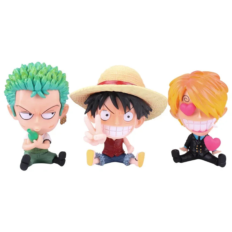 One Piece Zoro Luffy Sanji Anime Figure Ver. Robin Nami Brook Chopper PVC Car Decoration Figures Model Toy Kids Christmas Gift