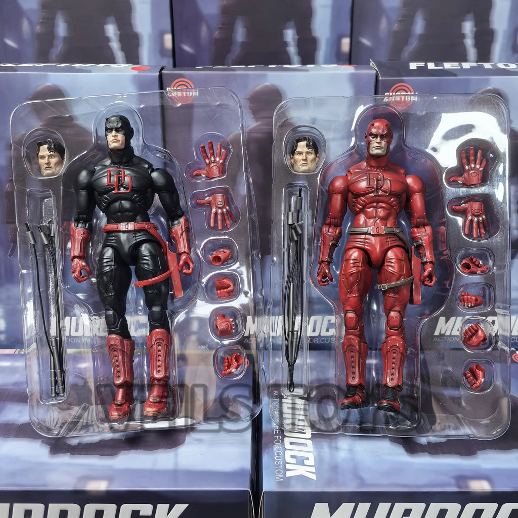 In Stock - FlefToys Marvel Daredevil Classic Red Shadowland Reborn Black 8" Action Figure Devil Defenders Matt Murdock Legends