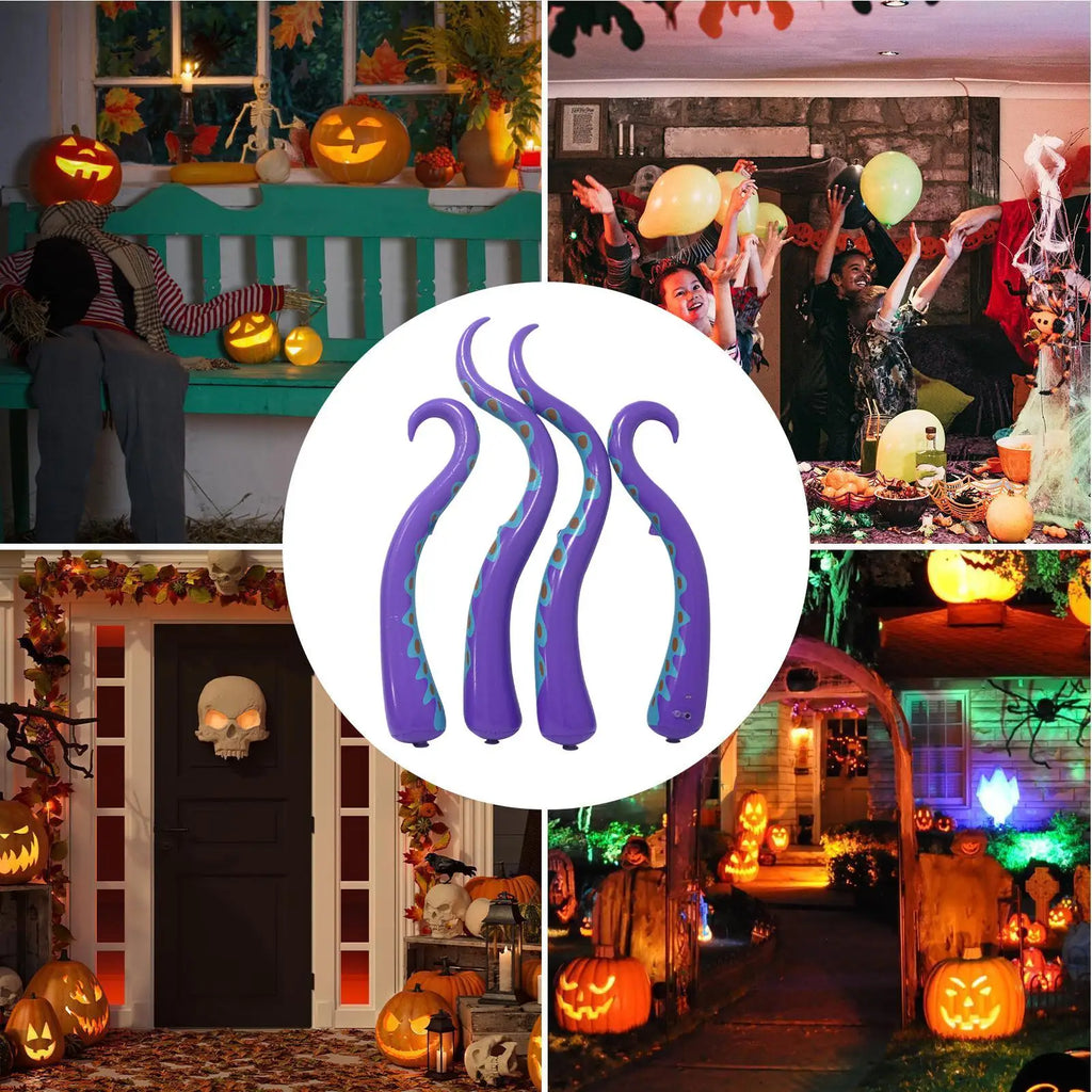 4 Pieces Outdoor Giant Octopus Tentacles Halloween Puppet Halloween Inflatable Decor Holiday Party Yard Lawn Decoration