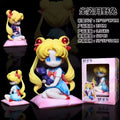 Q-Style Sitting Sailor Moon & Usagi Tsukino Gk Statue - Anime Collectible Figure, Kawaii Desktop Decor For Fans