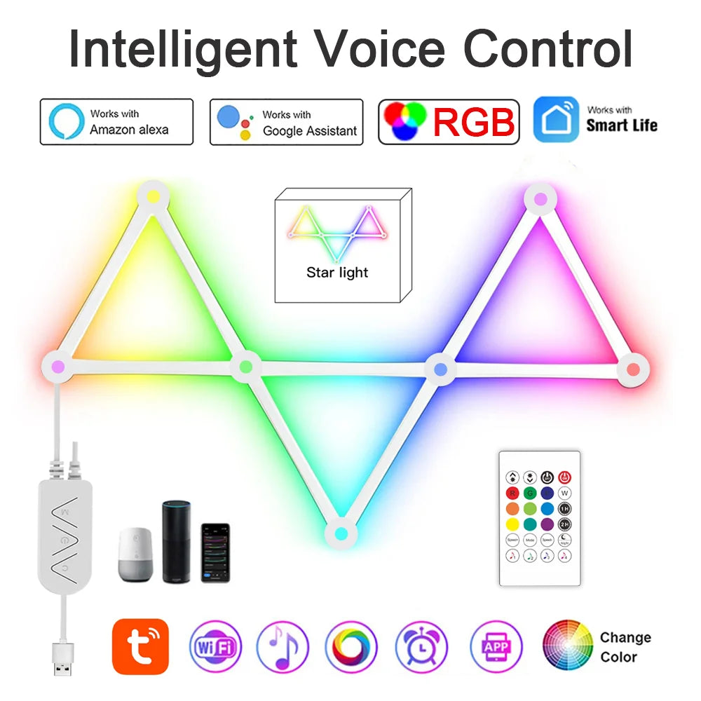WIFI RGB Wall Light Bar RGBIC LED Light Smart Gaming Lights Works with Alexa and Google Assistant LED Wall Lights for Bedroom