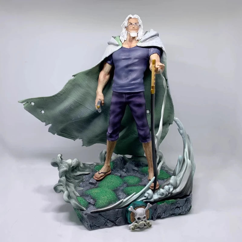 One Piece 32cm Silvers Rayleigh Action Figures Model Kit Anime Peripheral GK Toy Statue Holding Sword Desktop Ornament Boy Gift