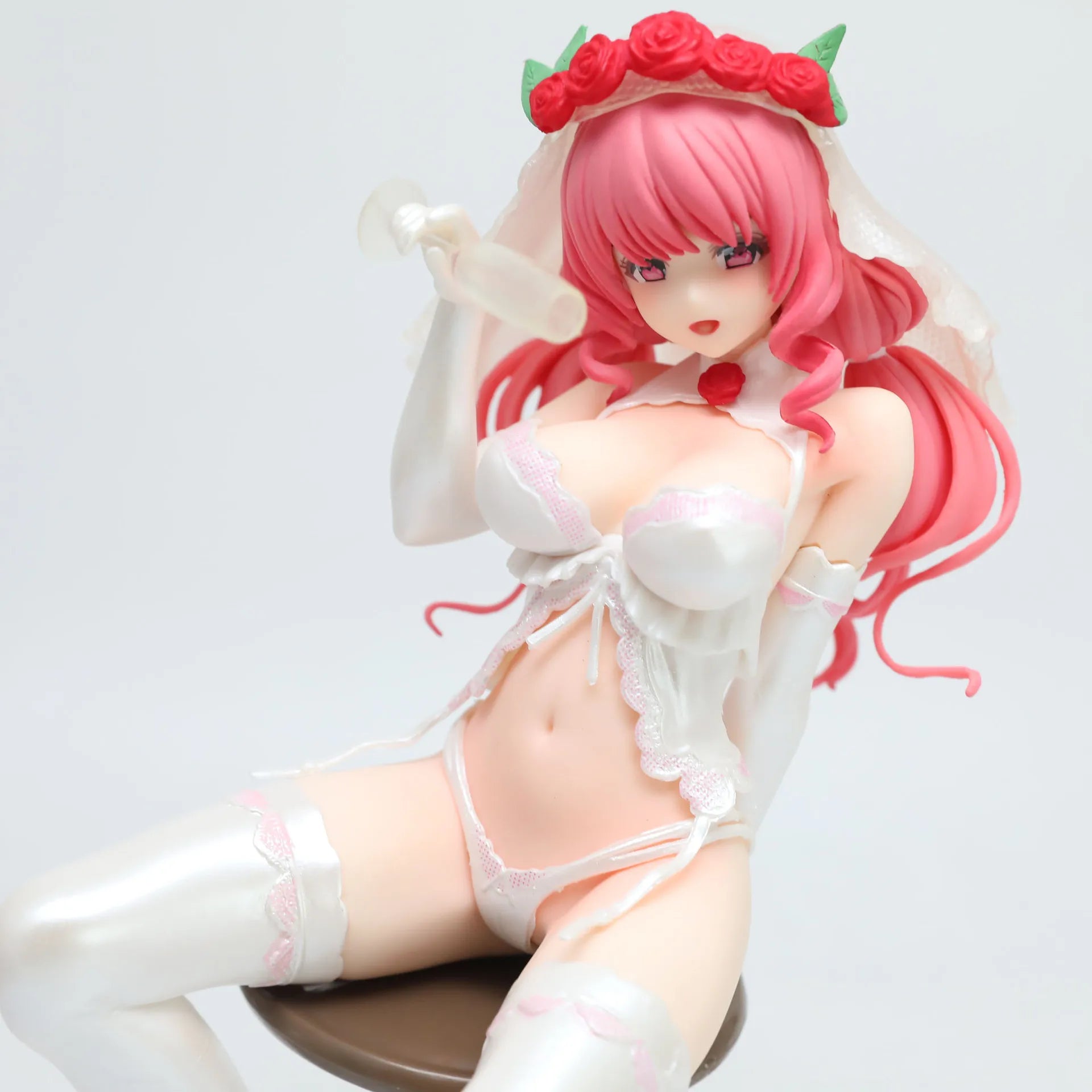 Anime Figure Pink Hair Bride Wedding Rose Veil Pvc Collectible Statue Doll Desktop Ornament Computer Case Decoration Adult Gift