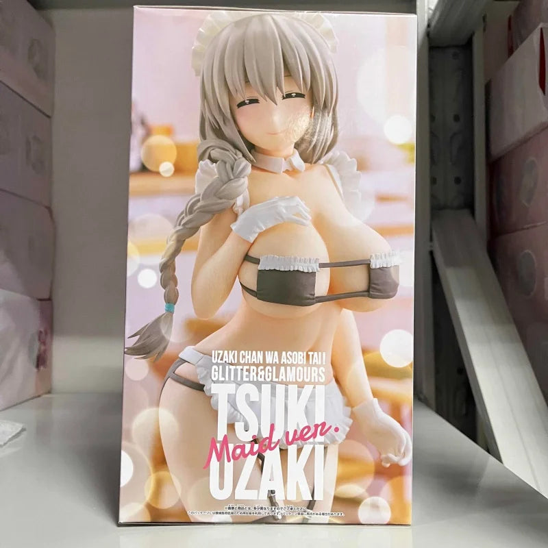 In Stock Banpresto Chan Wants To Hang Out Anime Figurines Glitter&Glamours Uzaki Tsuki Maid Model Toys Wy Action Figures Gift