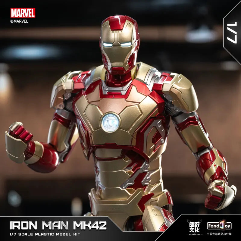 1/7 Fondjoy Marvel Iron Man Mk42/43/46 Modellbausatz, offizielle lizenzierte Sammlerfigur mit Sockel, für Jungen, Erwachsene, Fans, Geschenke