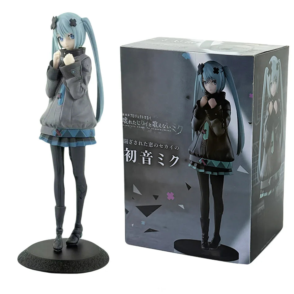 New 8inch Hatsune Miku In A World With Closed Windows Collectible Anime Action Kwaii Miku Figures Model Toys Christmas Gifts