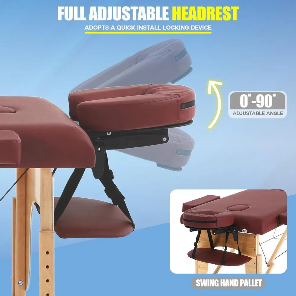 Massagetisch, Massagebett, Spa-Bett, 185 cm lang, tragbar, 2-fach klappbar, mit Tragetasche