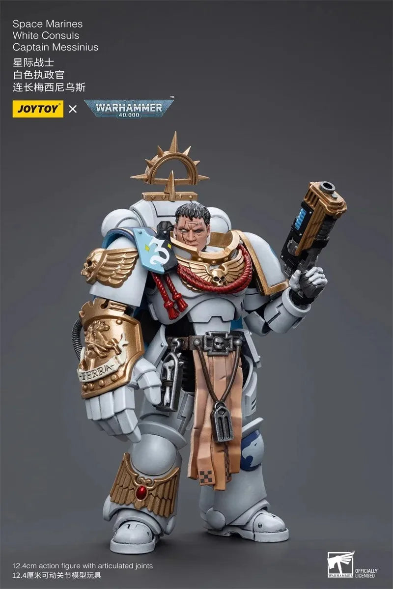 [НАЛИЧНОСТ] JOYTOY Warhammer 40K Екшън фигурки 1/18 Мащаб Dark Source Space Marines Бели консули Капитан Месиний Модел играчки