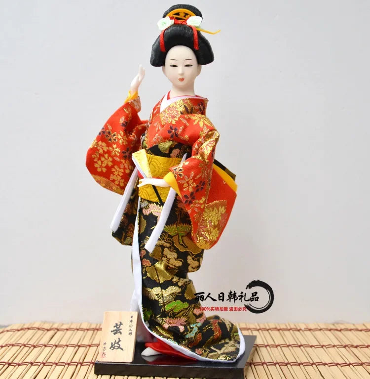 12inch Japanese Geisha Doll Statuette Sitting Figurine Japanese Kimono Kokeshi Kabuki Geisha Handicraft Ornament Birthday Gift