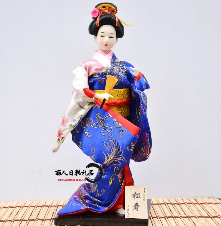 12inch Japanese Geisha Doll Statuette Sitting Figurine Japanese Kimono Kokeshi Kabuki Geisha Handicraft Ornament Birthday Gift