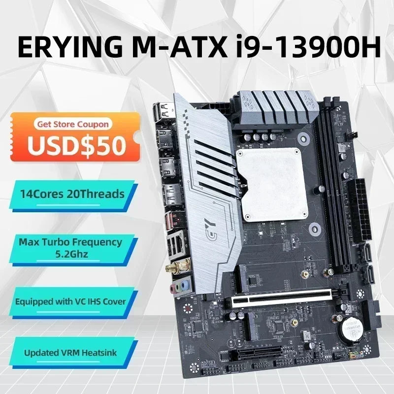 ERYING DIY-Motherboard mit Onboard-Core-CPU-Interpose-Kit i9 13900H i9-13900H DDR4 Gaming-PC Desktop-Computer Montageset