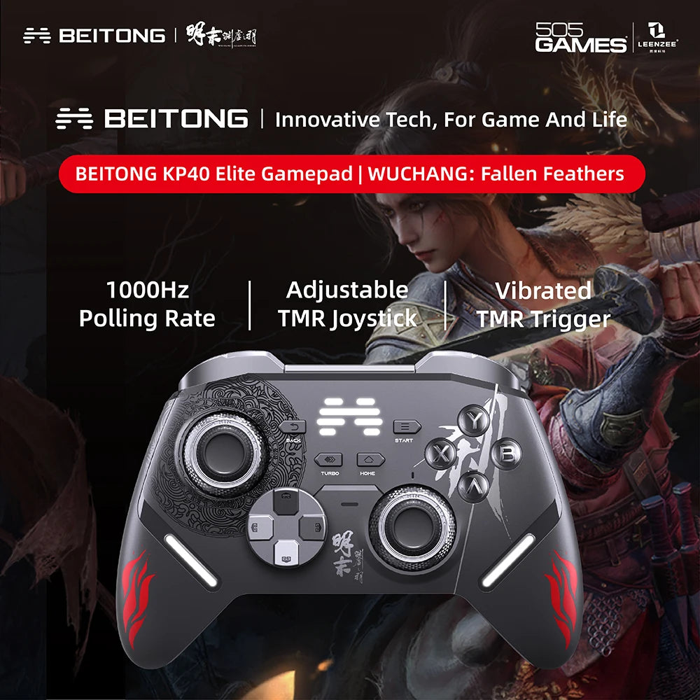 BEITONG KP40 Elite Gamepad WUCHANG Fallen Feathers Game Controller with TMR Joysticks and Triggers for PC Switch iOS Android