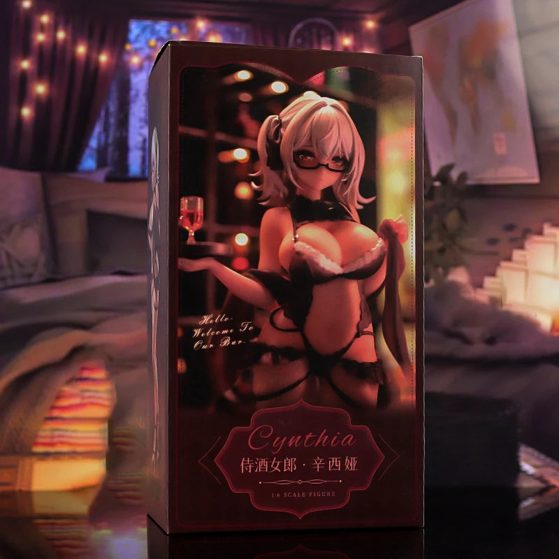 26cm Anime Shiny Series Waitress Cynthia Figure Hentai Adult Toys Female Action Figure Toys Hobbies Girl Sexy Girl Figurine