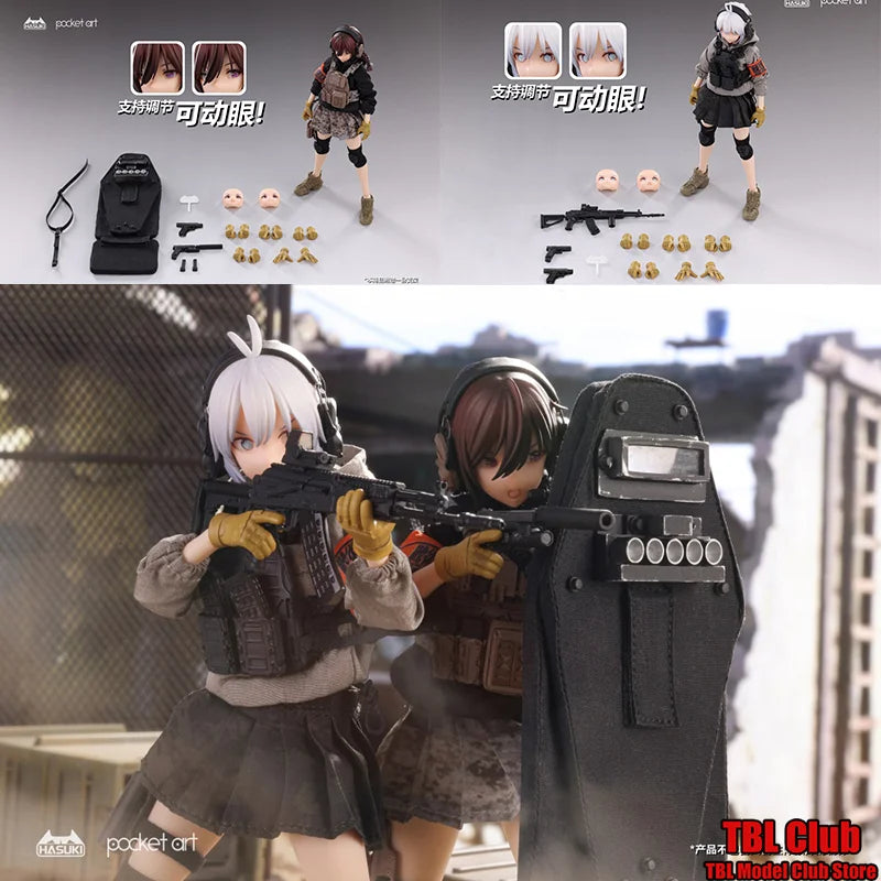 In Stock PA003 PA004 1/12 Scale Female Soldier Heavy Assault Hand Defense Shield Double Team 6-inch Full Set Action Figure