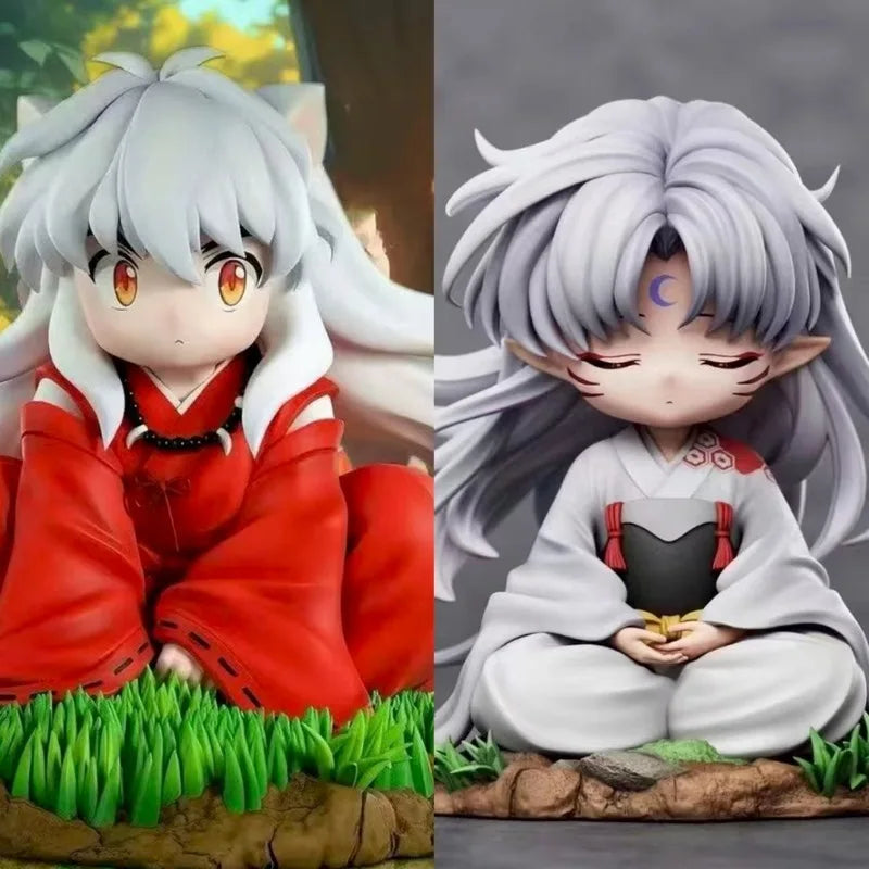 Anime Q Version Sitting Posture Inuyasha Nomi Childhood Sesshoumaru Action Figurine Gk Model Creative Ornament Desktop Toy Gift