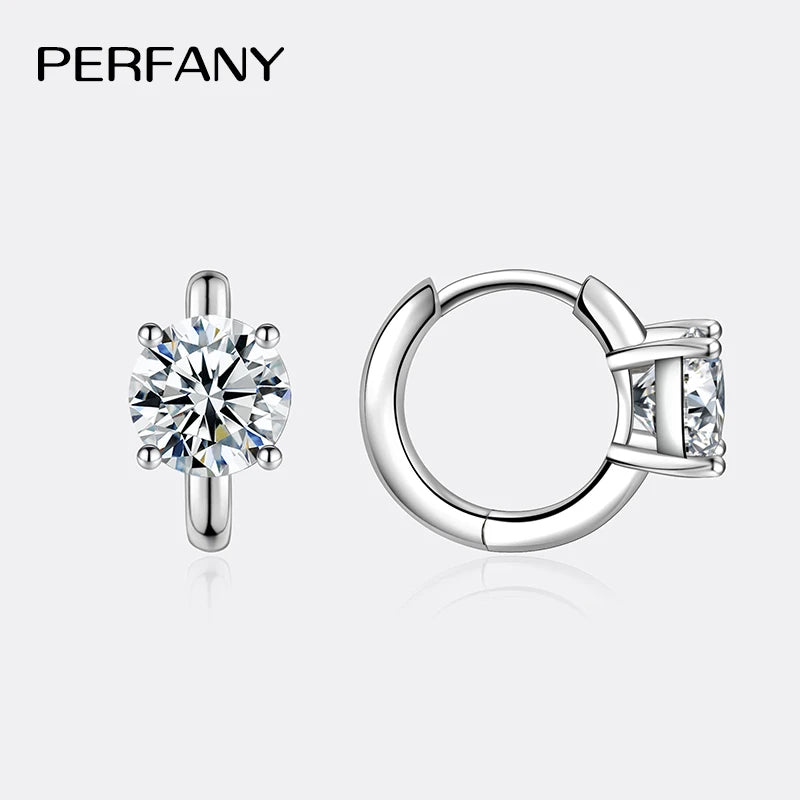 PERFANY 1CT Moissanite Earrings for Women S925 Pure Silver Simulated Diamond Simple Four Claw Earrings Fashion Wedding Jewelry